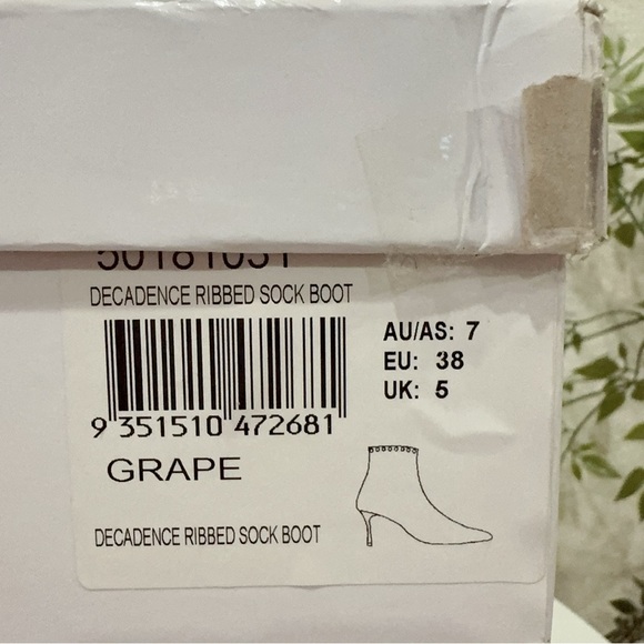 Jaggar Pink Decadence Ribbed Sock Boot in Grape Kitten Heel Bootie NIB 36/38/40 - Picture 12 of 16